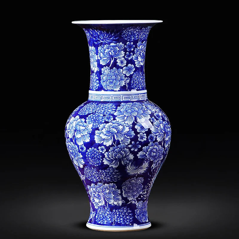 

Chinese Vases for Plants Pottery Vase Navy Blue Flower Arrangement Antique Blue and White Ceramic Antique Porcelain Vase Qing