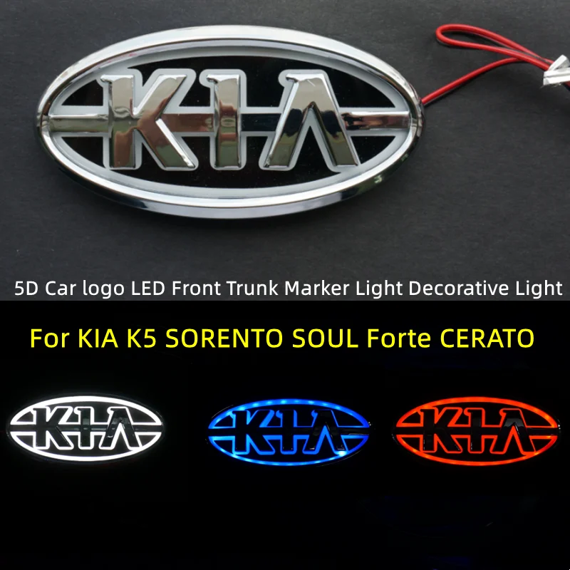 

1Pcs 5D Car Front Grille Trunk Logo LED Light Retrofit Light For K5 SORENTO SOUL Forte CERATO KIA Car decoration and accessories