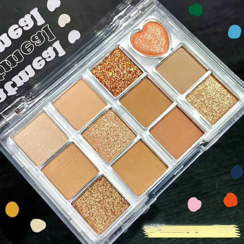 12 цветов матовый нюдовый макияж для глаз блестящие сердца палитра теней век