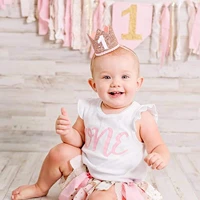 1 year old baby birthday crown first 1st happy birthday party decor kids boy girl baby shower party decoration hat party supplie