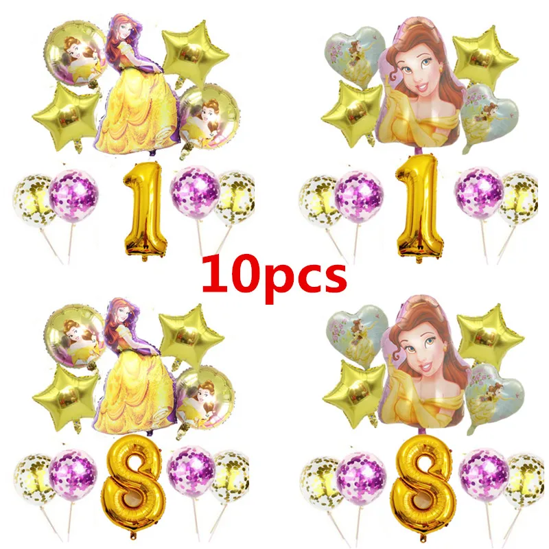 

Disney Princess Beauty And The Beast Confetti balloons Baby shower girl foil globos birthday party decoration kids toys globs