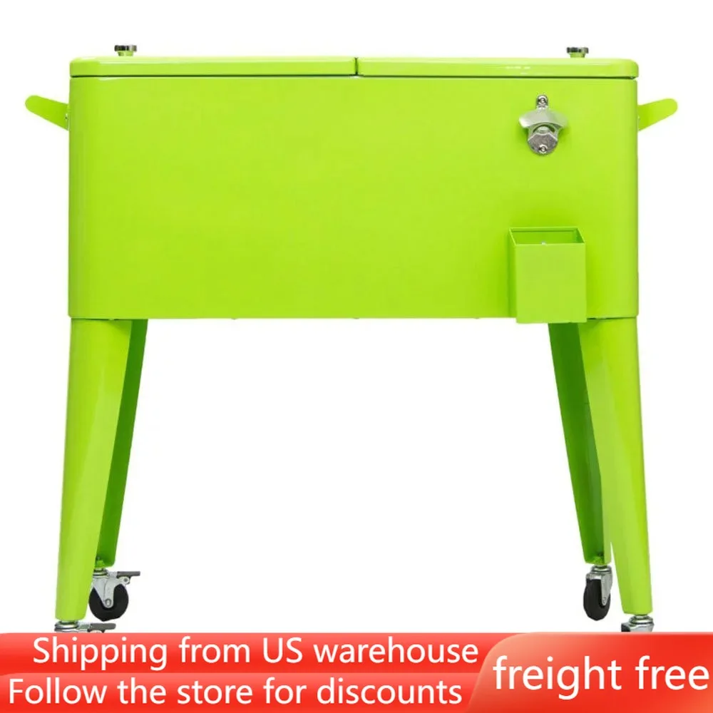 On Wheels Beverage Rolling Cart Lime Thermal Cooler For Drin