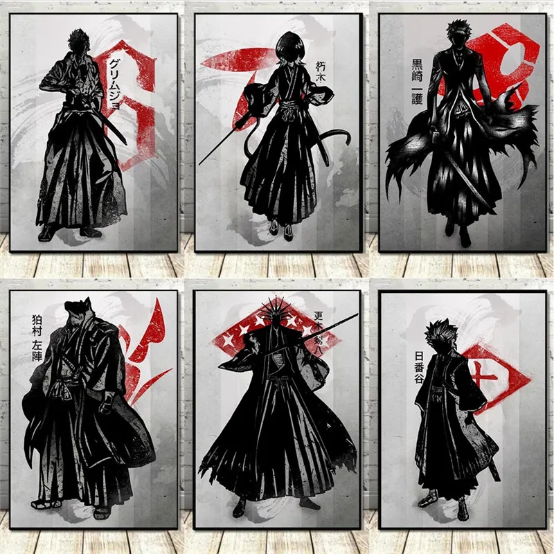 Японский аниме постер Kurosaki Lchigo, Картина на холсте, настенные художественные принты, картина для гостиной, детской комнаты, Современный домашний декор