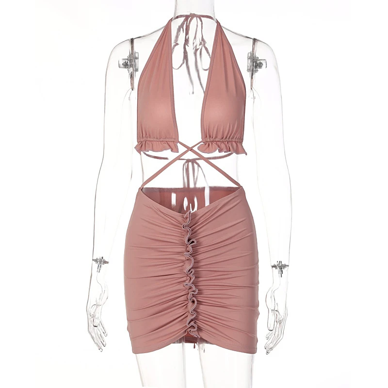 Соблазнительная Женская юбка комплект из 2 предметов укороченная кофта с низким