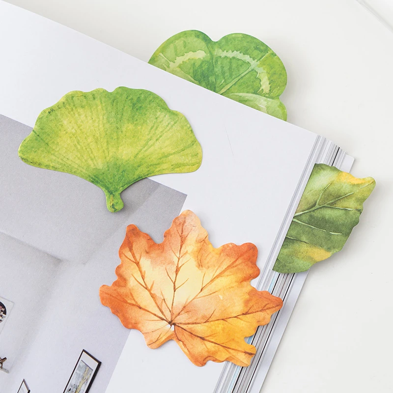 30 листов листьев Липкие заметки Ginkgo Lndus листовая Запоминающая книга наклейка