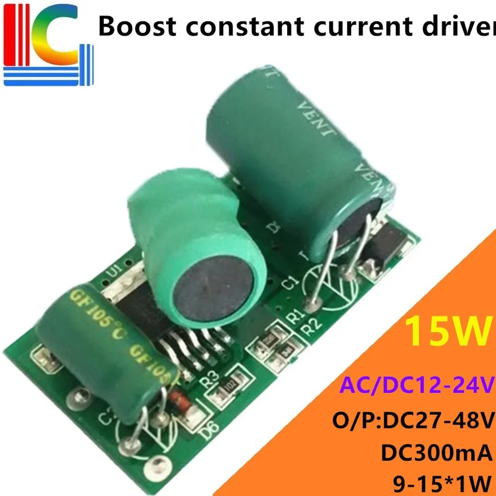 

12V 24V Solar compatible 9W 10W 11W 12W 13W 14W 15W Booster constant current LED Driver Output 27-48V 300mA Power Supply for CAR