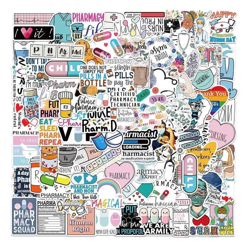 

10/30/50PCS New Cool Popular Nurse Stickers Pack Skateboard Guitar Decoration DIY Laptop PVC Waterproof Graffiti Decal Wholesale