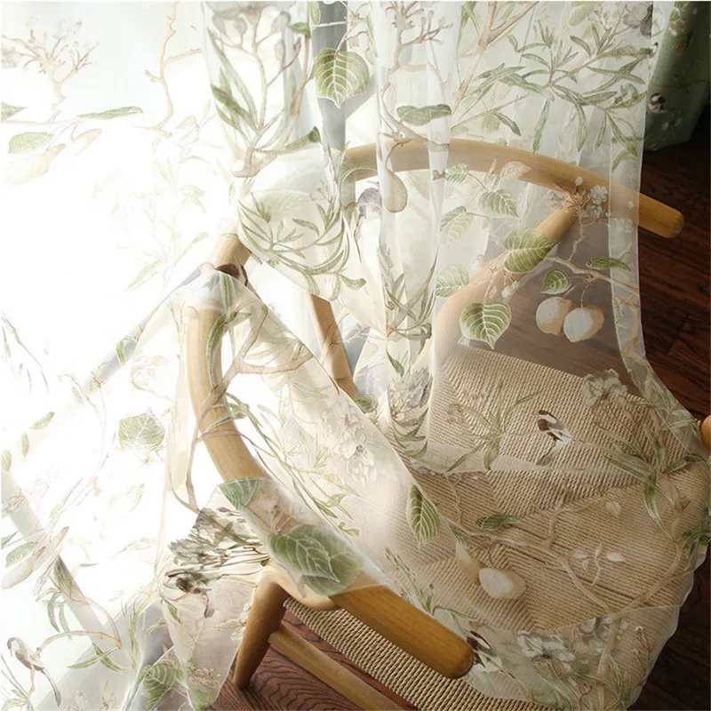 

Полупрозрачные шторы Tiyana с птицами, зеленый/синий