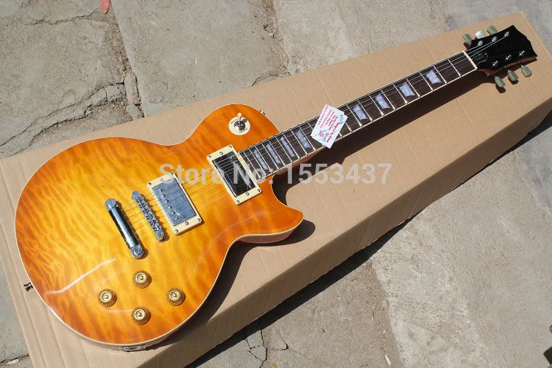 

China instrument Custom shop Real photo mahogany body LP Standard Cherry Sunburst Electric Guitar hott3
