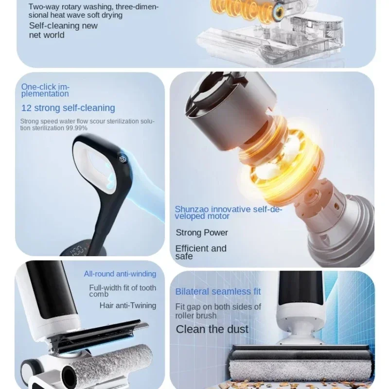 Shunzao Z30 Máquina De Reboque Sucção Limpeza Tot Magyar Automática Secagem A Ar Quente Lavar Plana