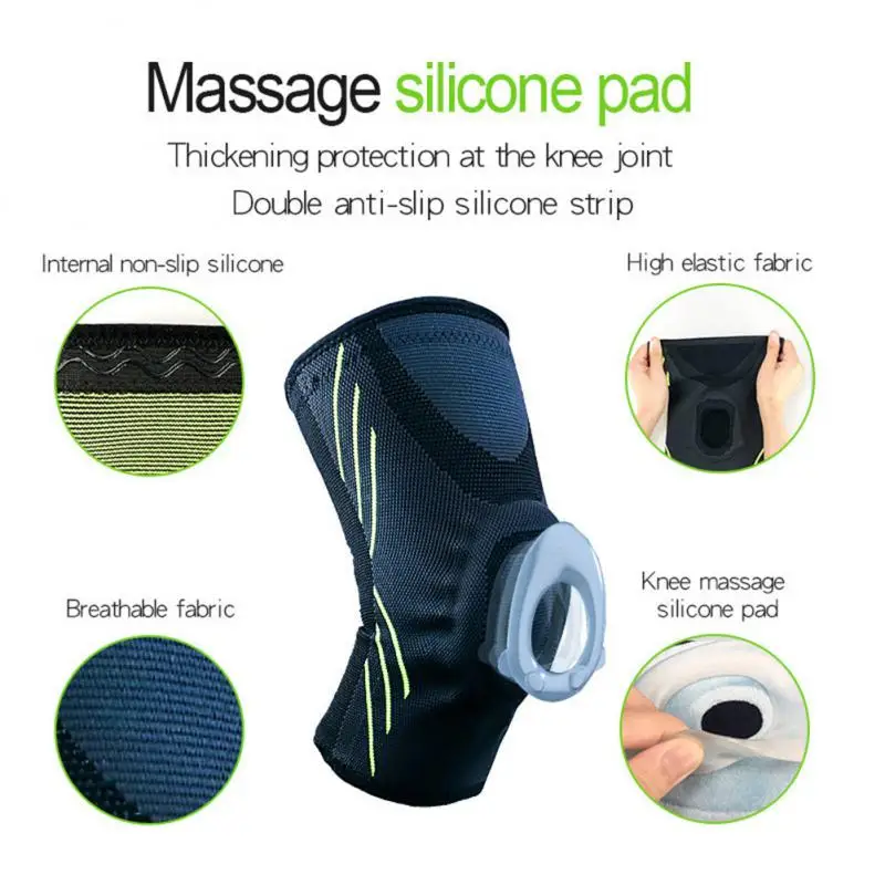 

High-elastic Three-dimensional Breathable Knitted Nylon Sports Knee Pads Running Sweat Absorption Silicone Protection Gear
