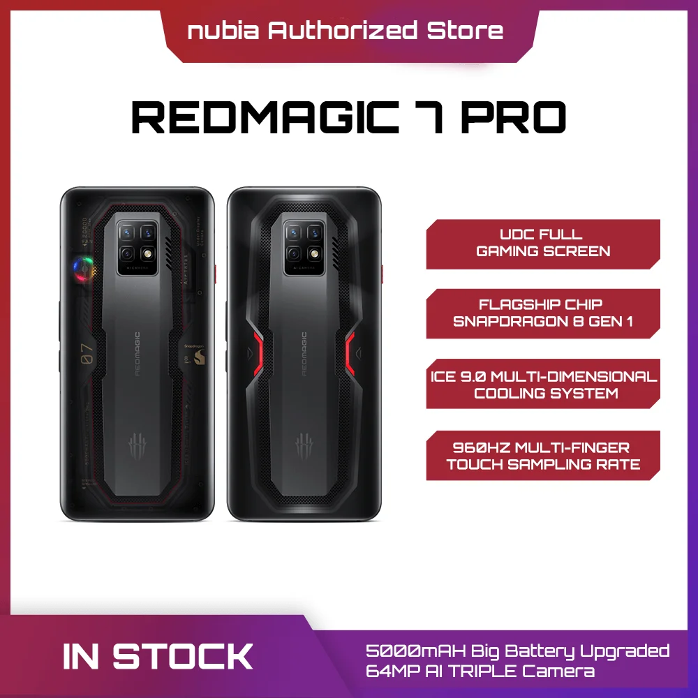 Nubia REDMAGIC 7pro Global Version Gaming Phone 6.8'' 120Hz AMOLED Snapdragon 8 Octa Core 64MP Camera RedMagic 7ProCellphone