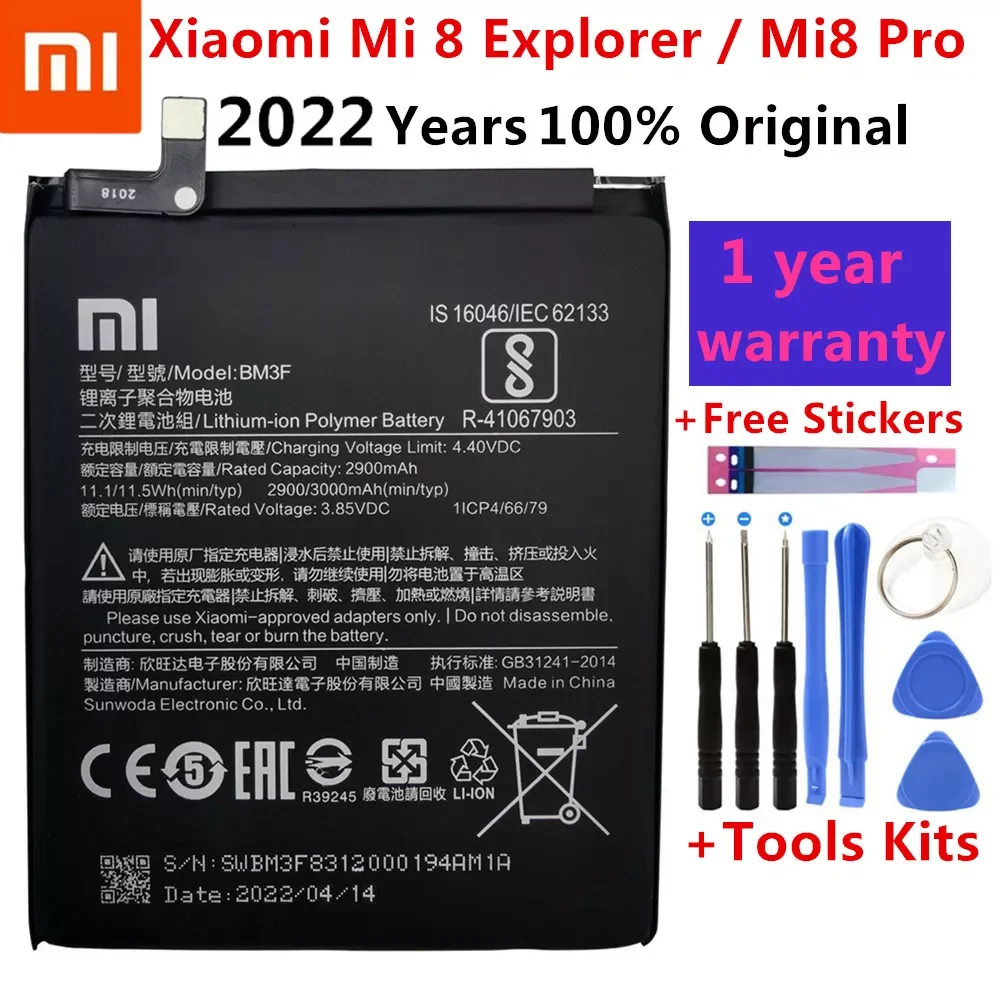 

NEW2023 100% Orginal BM3F 3000mAh battery For Xiaomi 8 Mi 8 Explorer/Mi8 Pro BM3F Phone Replacement Batteries +Tools