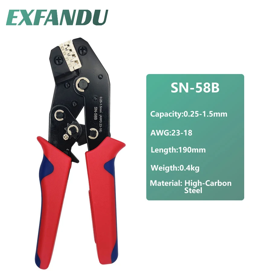 

SN-58B =SN-28B+SN-48B Wire Crimping Pliers 0.25-1.5mm² For Box TAB 2.8/4.8/6.3 SM2.5 XH2.54 Terminals Kit Electrical Hand Tools