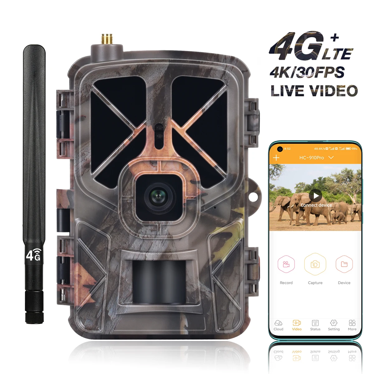 

Outdoor 4G Cellular Night Vision Trail Game Camera 36MP 4K SIM Card Sends Pictures to Cell Phone,2.0"LCD Wildlife Monitoring