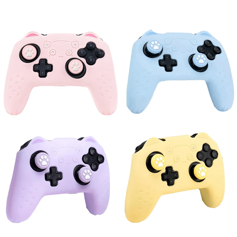 

Cat Ear Paw Silicone Soft Shell Gamepad Sticker Skin For Nintendo Switch Pro NS Game Controller Case Thumb Stick Grip Cap Cover