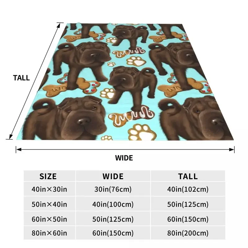 Одеяло Shar Pei с голубыми краями печенья качественное мягкое прочное одеяло