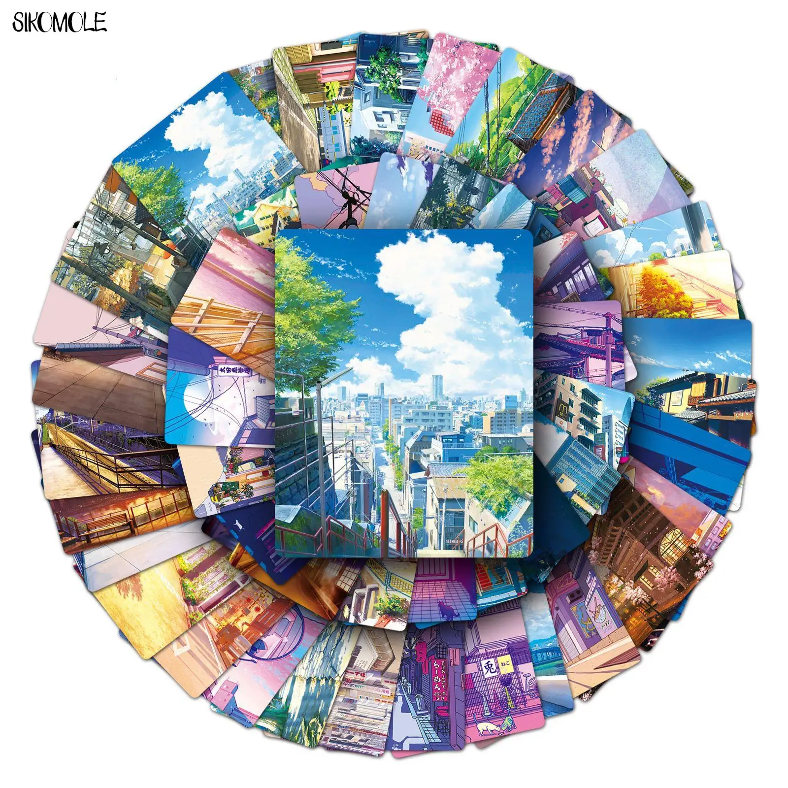 Toon Outdoor Street View Landscape Stickers Anime Scenery Diy Car Skateboard Laptop Graffiti Sticker Decal Toy F5
