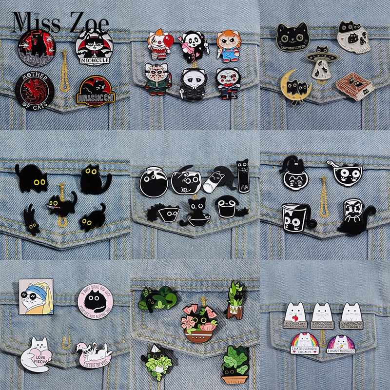 4-6 шт./набор, эмалированные значки в виде кошки | AliExpress