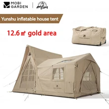 Mobi Garden 캠핑 휴대용 접이식 팽창식 빌라 텐트, 12.6 ㎡ 넓은 공간 600D 야외 방수 텐트, 바퀴 보관 가방 포함