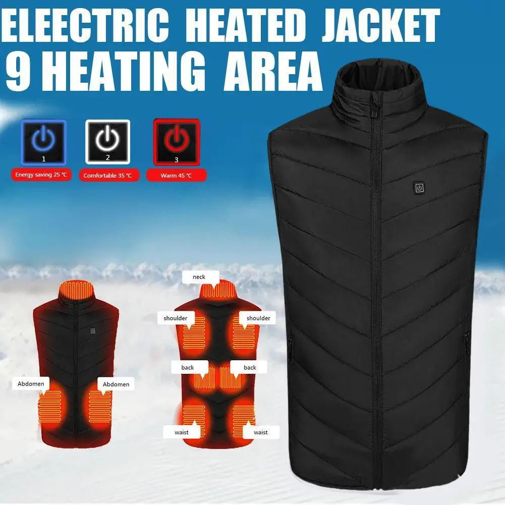 

Winter Warm Smart Heating Cotton Vest USB Electric Heating Vest Women Men Outdoor Windproof Thermal Jacket Three Gear Adjustable