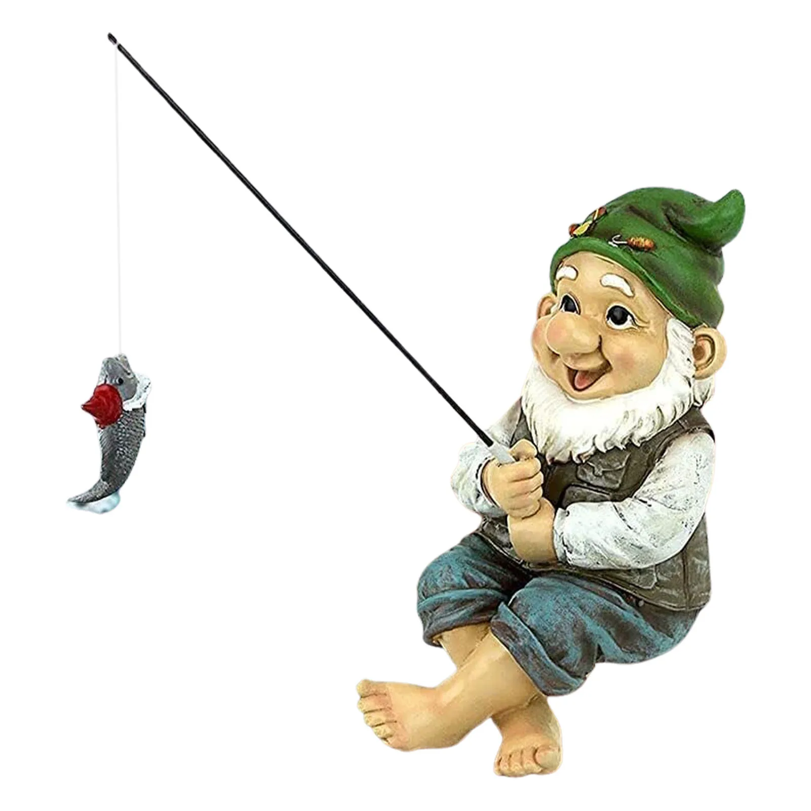 

Garden Gnome Statue Ziggy The Fishing Gnome Sitter Funny Lawn Dwarf Statues Outdoor Landscape Ornaments For Yard Lawn Pond Pool