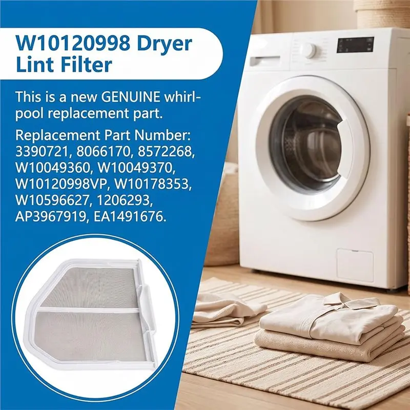 Фото DTEW-Запасные части для сушилок Whirlpool, Crosley, Maytag - W10120998 W10049360 Фильтр для сбора ворса с щеткой для очистки №2