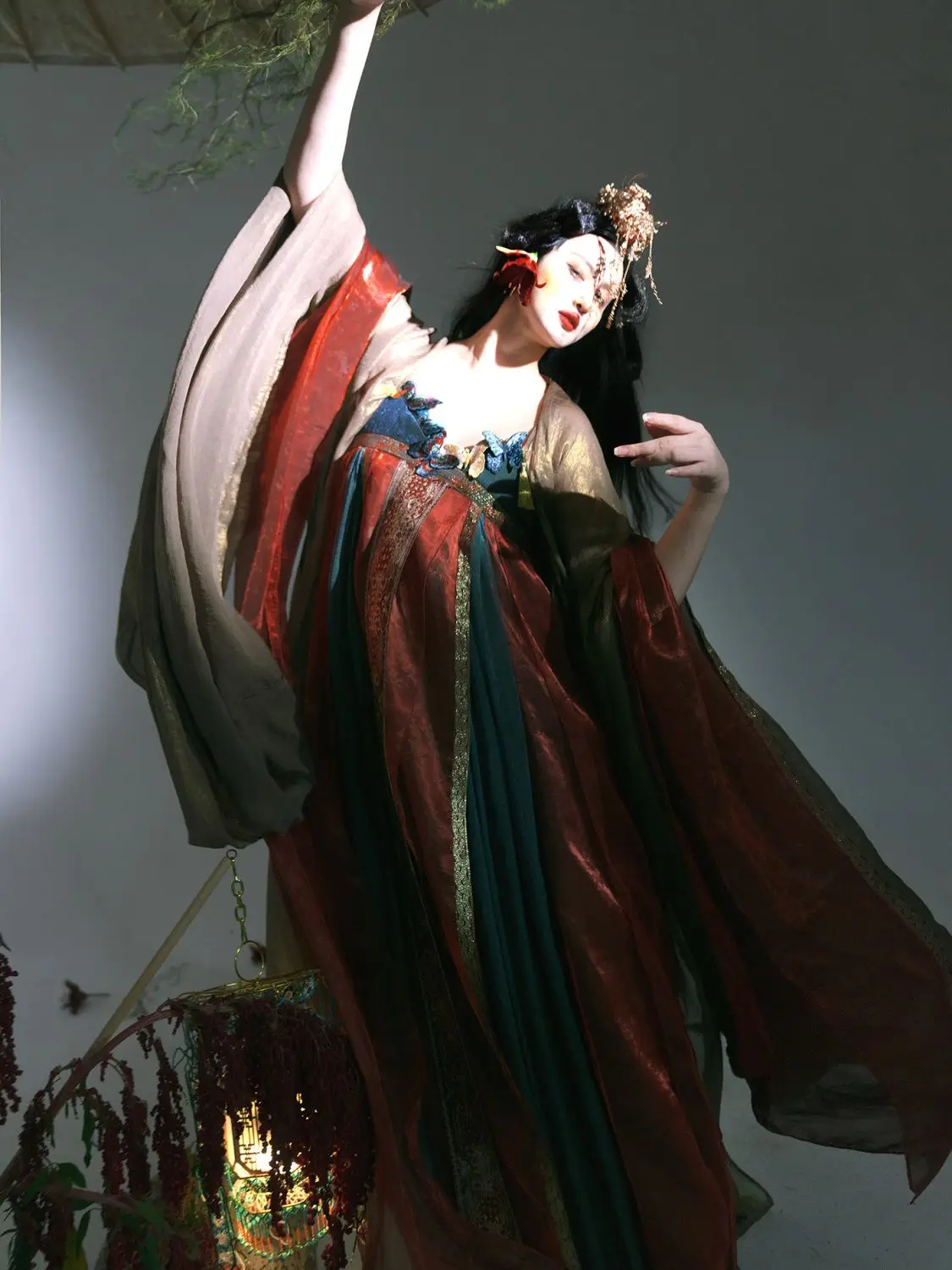 Экзотический сарафан Hanfu Liuliyu Han element с большими рукавами супер сказочный костюм