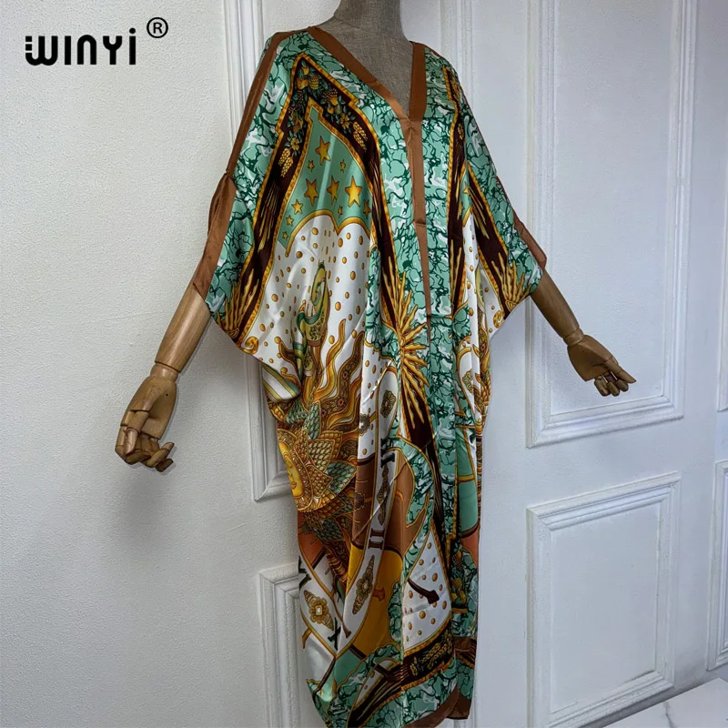 WINYI летнее Африканское платье с V-образным вырезом пляжная одежда принтом для