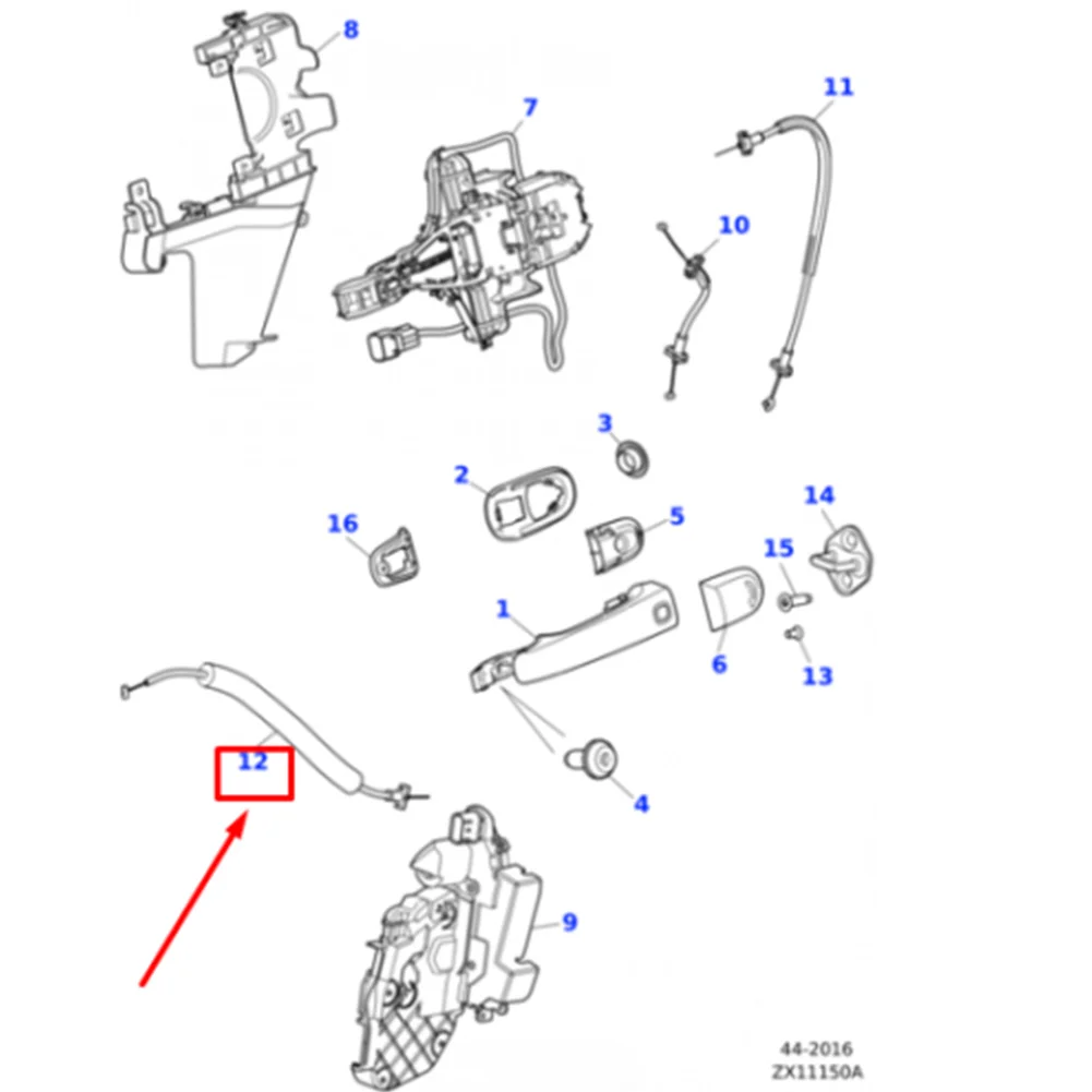 Автоматический трос замка передней двери C2D5645 для Jaguar XJ XF XFR XFR-S 2009 2010 2011 2012 2013 2014 2015