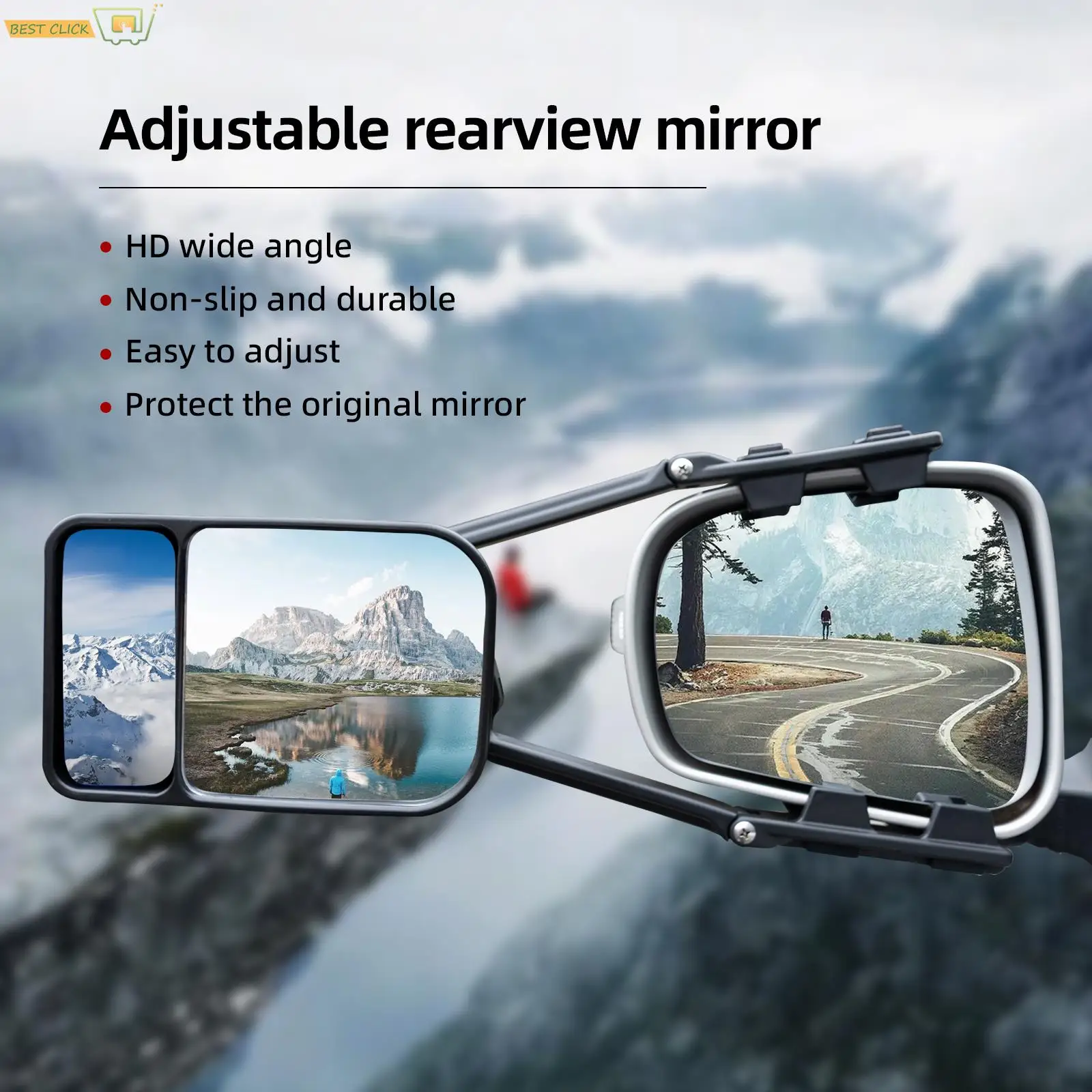 

Clip on Car Towing Mirror Universal Caravan Trailer Convex Tow Mirrors Extension Rearview Mirrors Cover Hauling Accessories