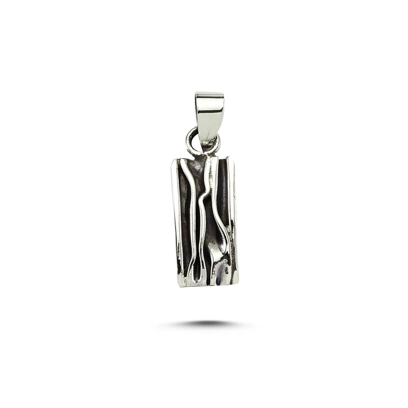 

Silver 925 Sterling Sterling Rectangular Wrinkled Pendant