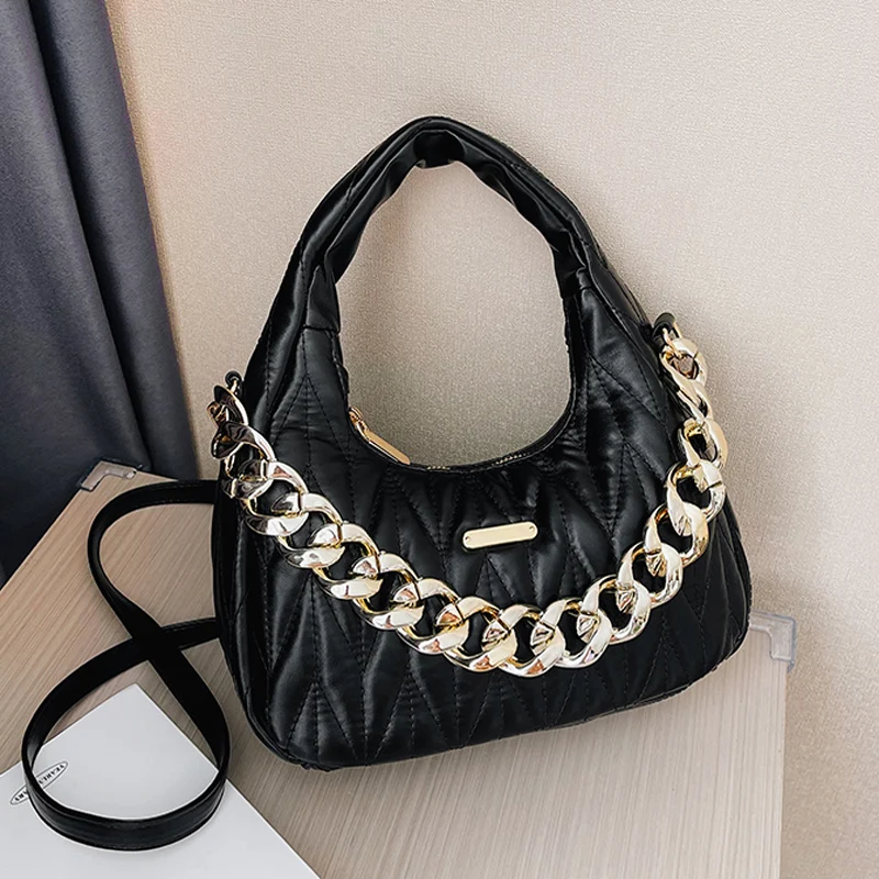

Fashion Underarm Bags Chain Handbags Women Soft Leather Shoulder Bags Luxury Designer Plaid Crossbody Bags sac a main femme
