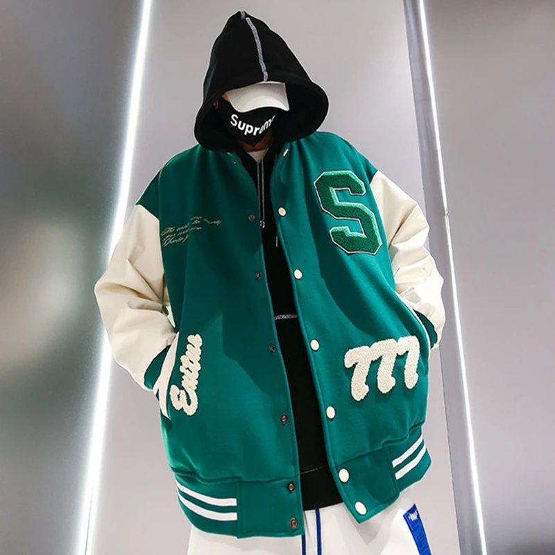 

2022 new American letter embroidery jackets coats street hip-hop stitching baseball uniform couple large size loose retro jacket
