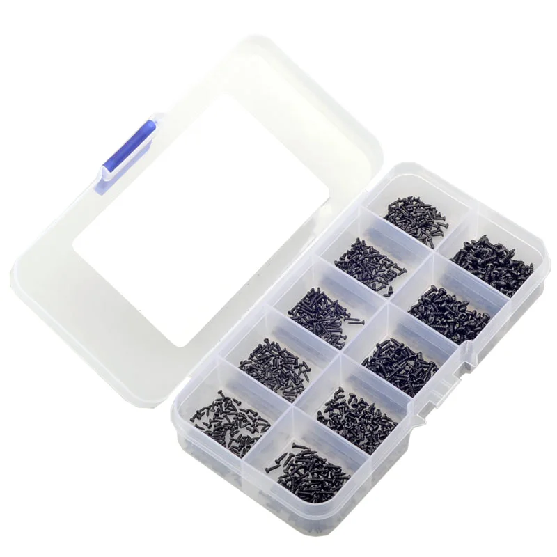 1000PCS M1 M1.2 M1.4 M1.7 Phillips Round Head Self Tapping Small Screw Micro Screws Electronic Black Bolts Wood Kit - купить по