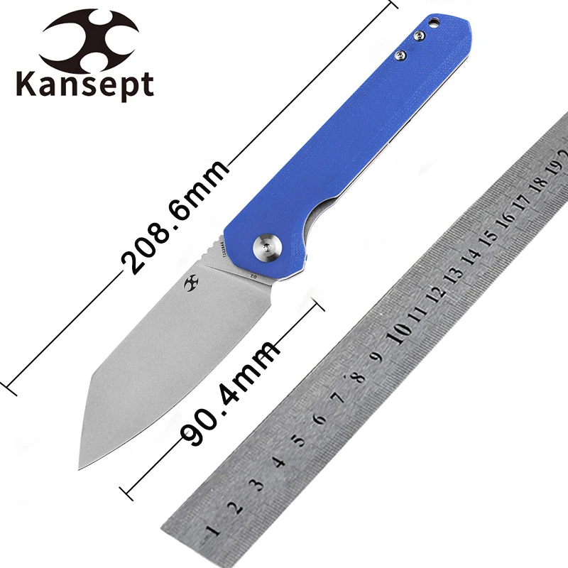 

Карманный складной нож kanseven Kryo T1001B2, 3,58 дюйма, черный, лезвие D2, синяя рукоятка G10, карманный нож для повседневного использования, охотничьи ножи