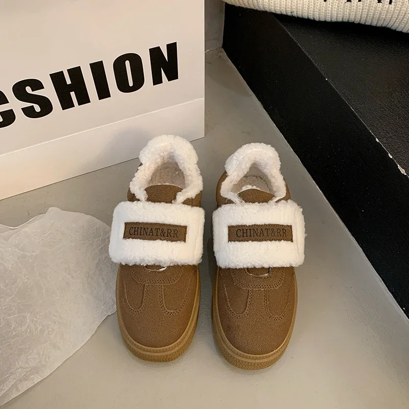 Хлопковая обувь на липучке новинка 2024 зимняя кашемировая теплая женская для