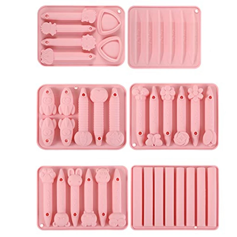 

6 Pcs Crayon Molds Silicone Molds 3D Cavity Crayon Melting Molds Assorted Reusable Crayon Recycling Mold