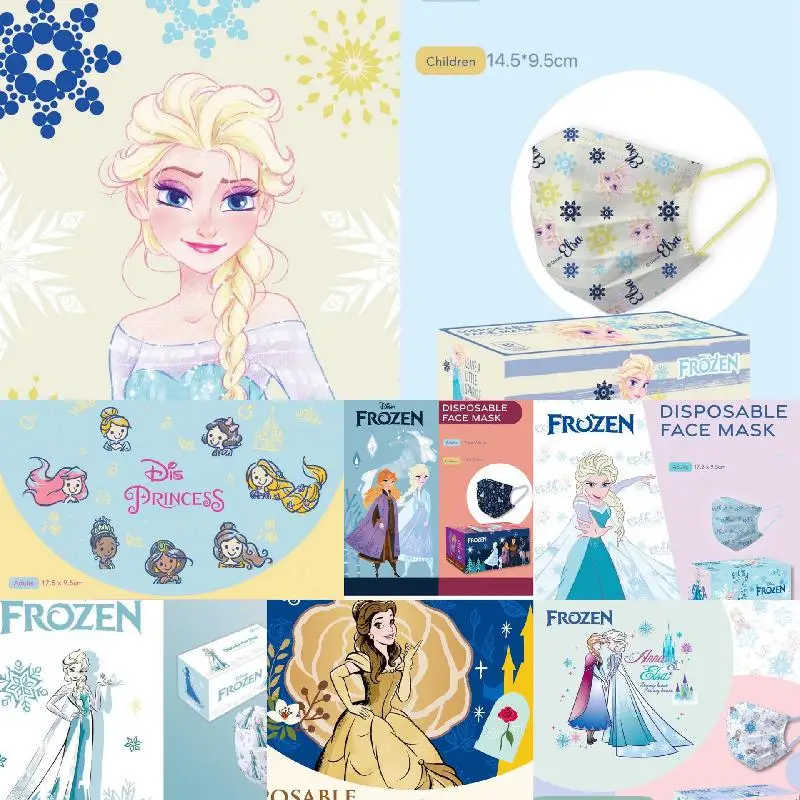 Новая мультяшная маска Принцессы Диснея Ариэль русалка Алиса 3-слойная Нетканая