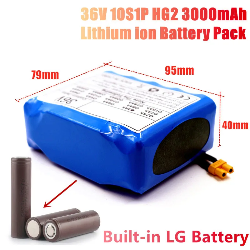 

36V 10S1P 18650 HG2 3000mAh Lithium ion Battery Pack For M365 MIJIA Pro Scooter Extended Range Charge And Discharge XT30 Plug