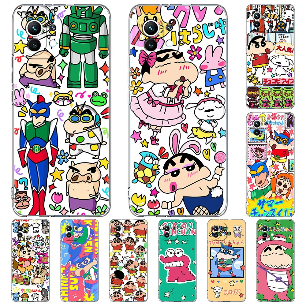 

Silicone Case For Xiaomi Mi 11 Lite 5G NE 12 Pro 11T 12X 11i Note 10 10T 9 9T Luxury Soft Funda Phone Cover Cute Crayo Shin Chan