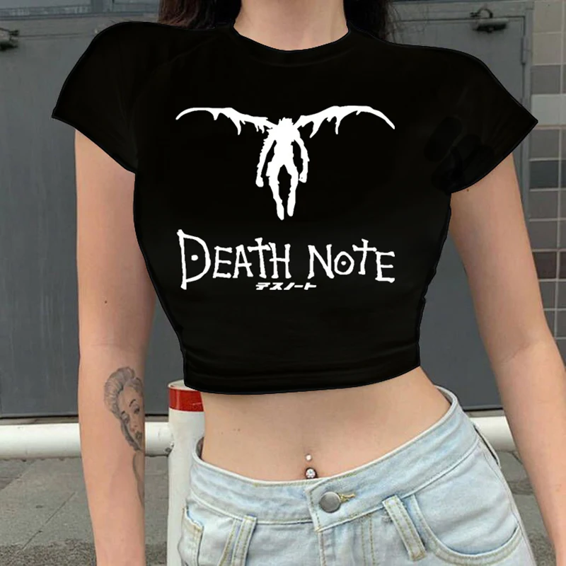 

Crop Top Japanese Anime Death Note T Shirt Kawaii Cartoon Tshirt Bleach Ichigo Graphic Tees Misa Manga T-shirt Tops Tee Women