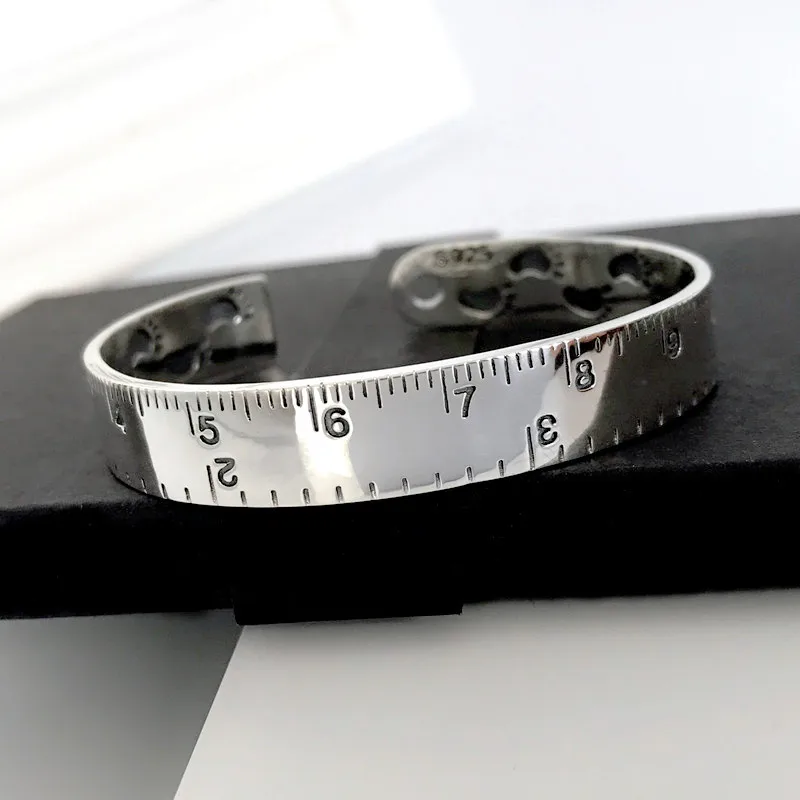 New Fashion Personality Ruler Bracelets Silver Plated Jewelry Creative Footprint Roman Numeral Opening Bangles TYB120