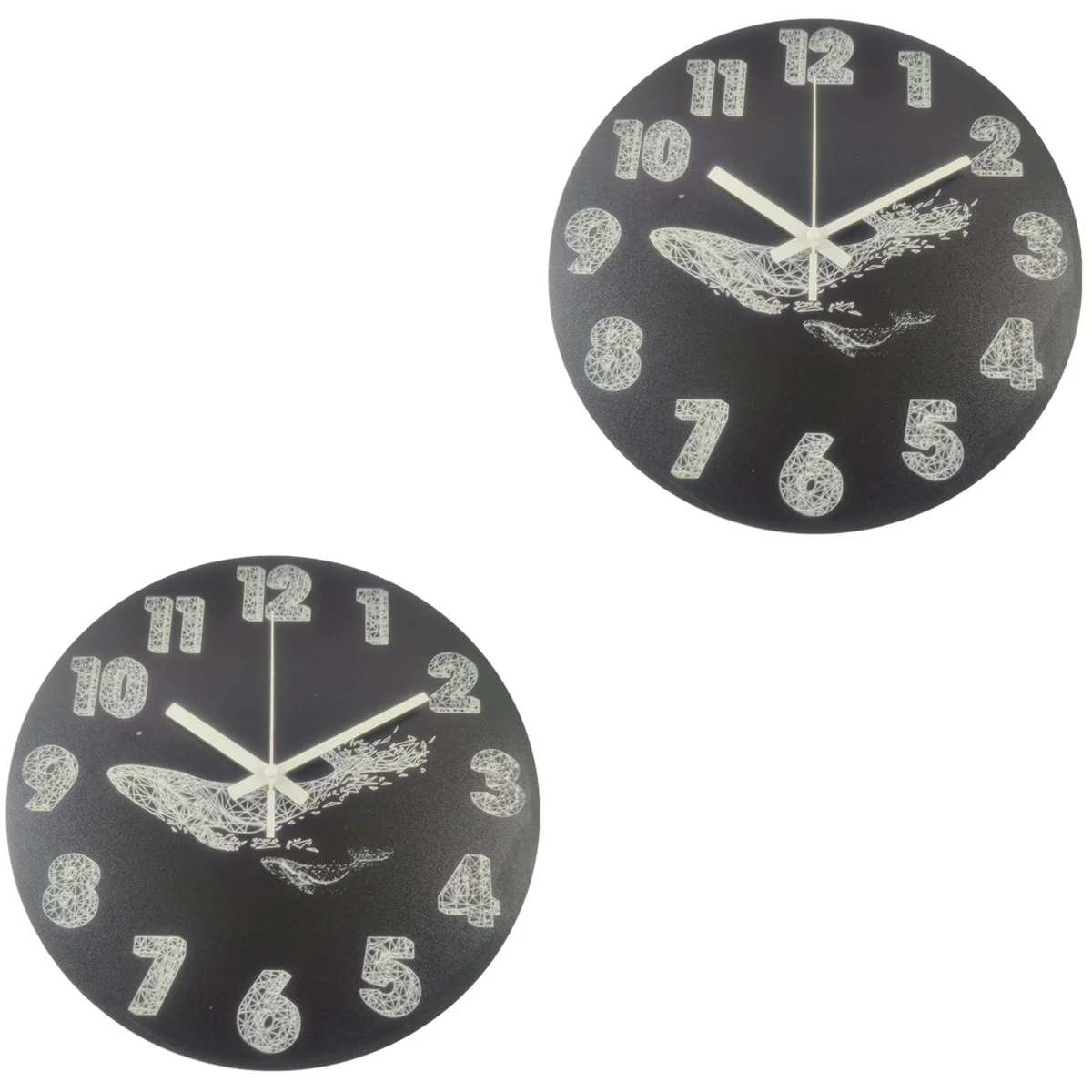 Купи 2pcs Mute Wooden Clock Round Wall Clock Whale Pattern Wall Clock Craft Wood Wall Clock for Home за 1,719 рублей в магазине AliExpress