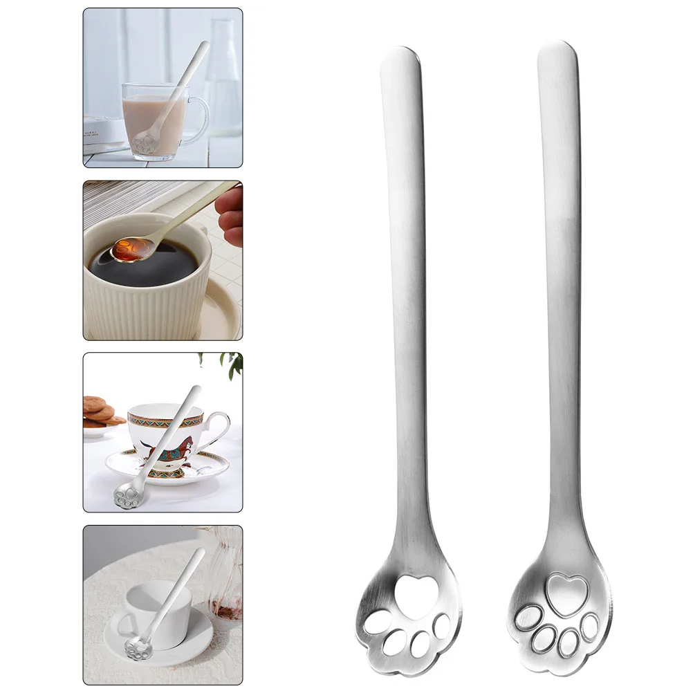 

Spoons Spoon Steel Stainless Coffee Tea Ice Cat Dessert Stirringmetal Serving Iced Handle Mixing Cream Teaspoons Colander