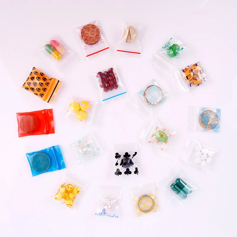 

2.5x3.5cm Color Small Mini Plastic PE Bag Thick Transparent Ziplock Sack Colorful Various Jewelry Necklace Sealed Packing Pouch