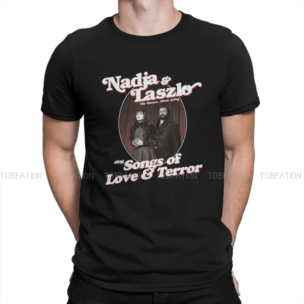 

What We Do In The Shadows TV Nadja And Laszlo The Human Music Group Sing Songs Of Love And Terror T Shirt Vintage Teenager