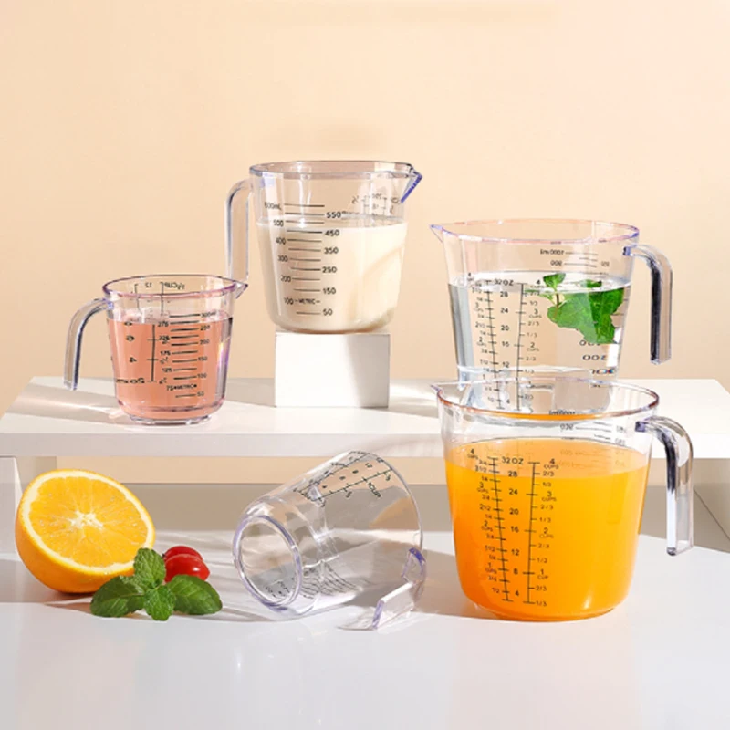 

300/600/1000ml Measuring Cup Transparent Pour Spout Graduated Metering Cup Visual Scale Liquid Measure Kitchen And Lab Tool