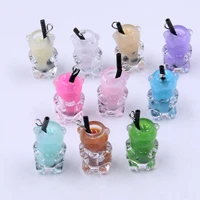 10pcs 10 color 1420mm mix resin bottles bear cup ball earring charms diy findings keychain bracelets pendant for jewelry making