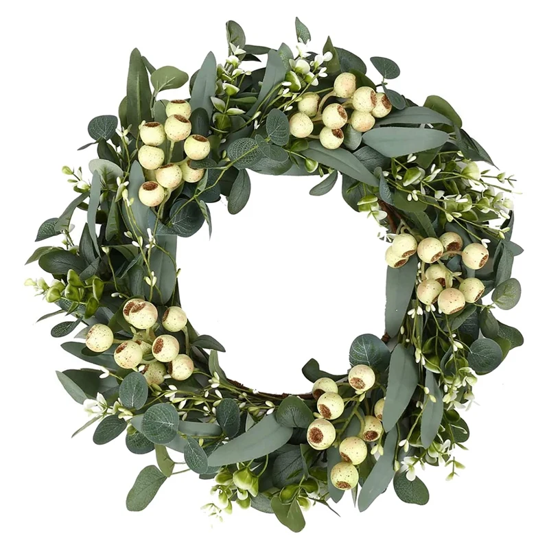 

20 Inch Wreaths For Front Door, Green Eucalyptus Wreath For Spring Wreaths For Front Door, Wreath With Wildflowers CNIM Hot
